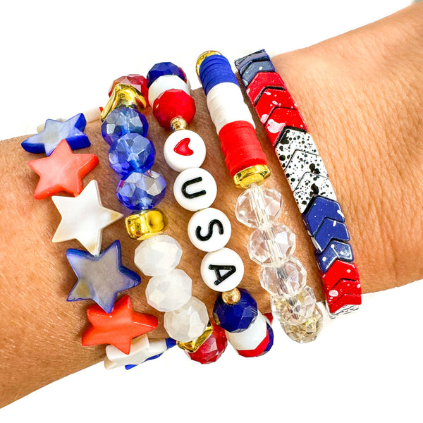 Patriotic Red, White & Blue Bracelets