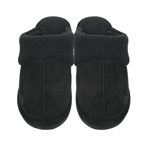 Black Fur Suede Sherpa C.C Slippers