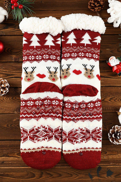 Red Reindeer Fleece Socks