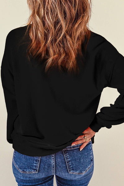 Black Rhinestone Bow Ribbon Sweatshirt