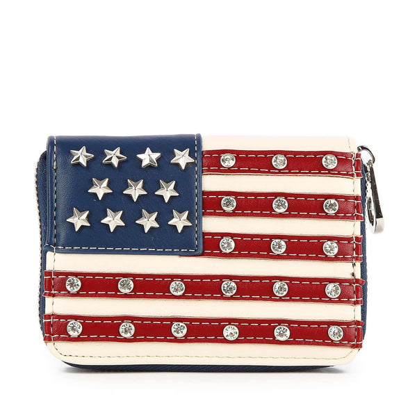 American Flag Navy Petite Zip Around Wallet