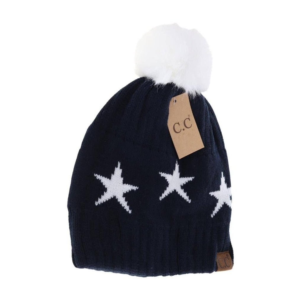 Star Print Pom C.C Beanie HAT