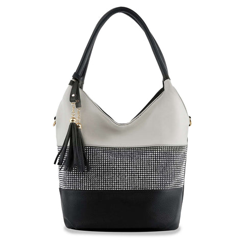 Gray Bling Banded Shoulder Bag