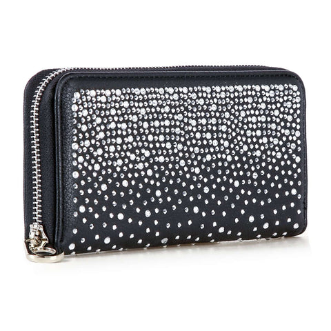 Black Glamorous Rhinestone Accordion Wallet