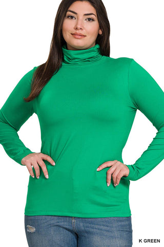 Kelly Green Mock Neck Top Plus