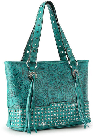Turquoise Bling Embossed Tote