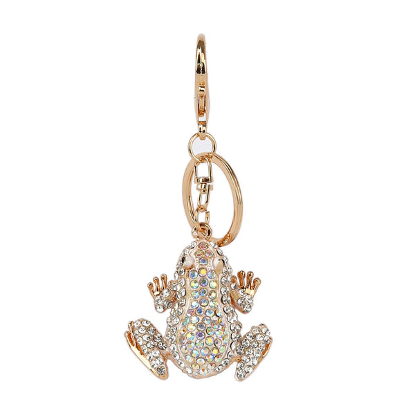 Gold Silver Frog Rhinestone charm keychain