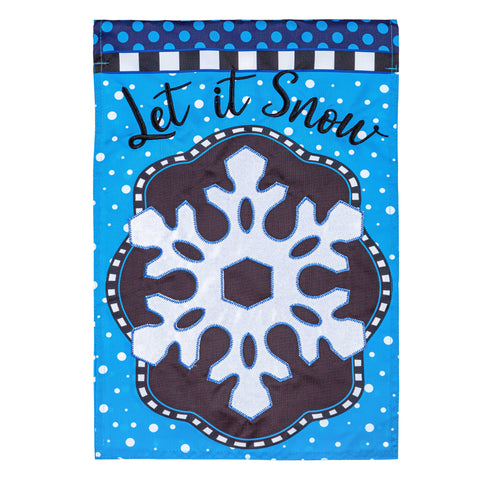 Patterned Snowflake Applique Garden Flag