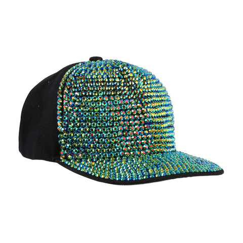 Green Rhinestone Covered Baseball Hat