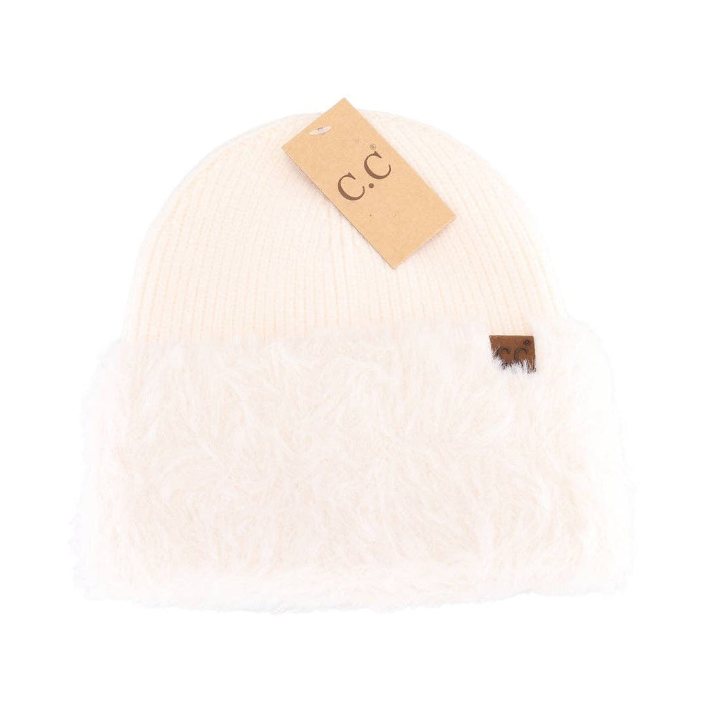 Ivory Faux Fur Cuff C.C Beanie