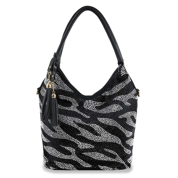 Zebra Rhinestone Pattern Shoulder Bag