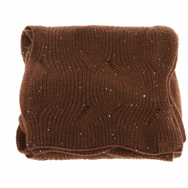 Sequin Brioche Cable Knit C.C Scarf