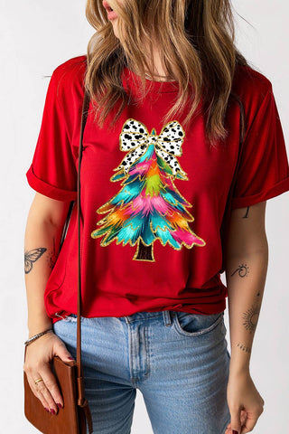 Red Bow Decor Christmas Tree T Shirt