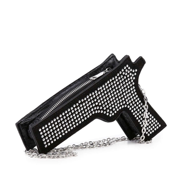 Rhinestone PistolDesign Messenger handbag