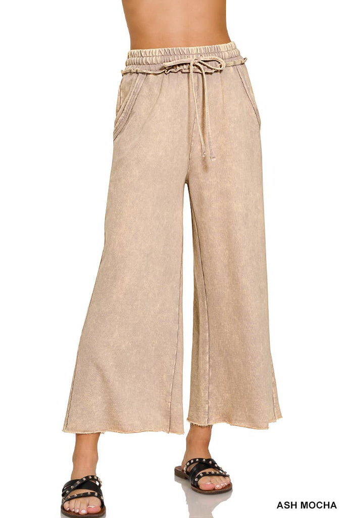 Ash Mocha Acid Wash Pant With Pockets