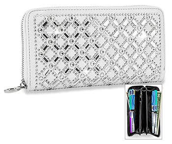 Rhinestone Design Accordion Wallet