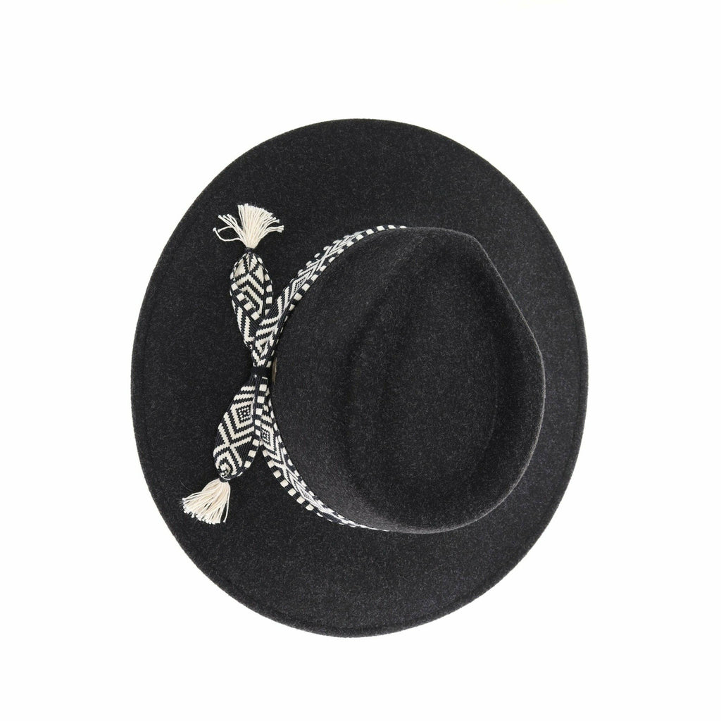 Black Geometric Vegan C.C Panama HAT