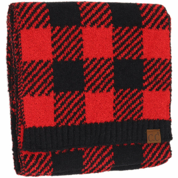 Buffalo Plaid Print Jacquard Knit Scarf