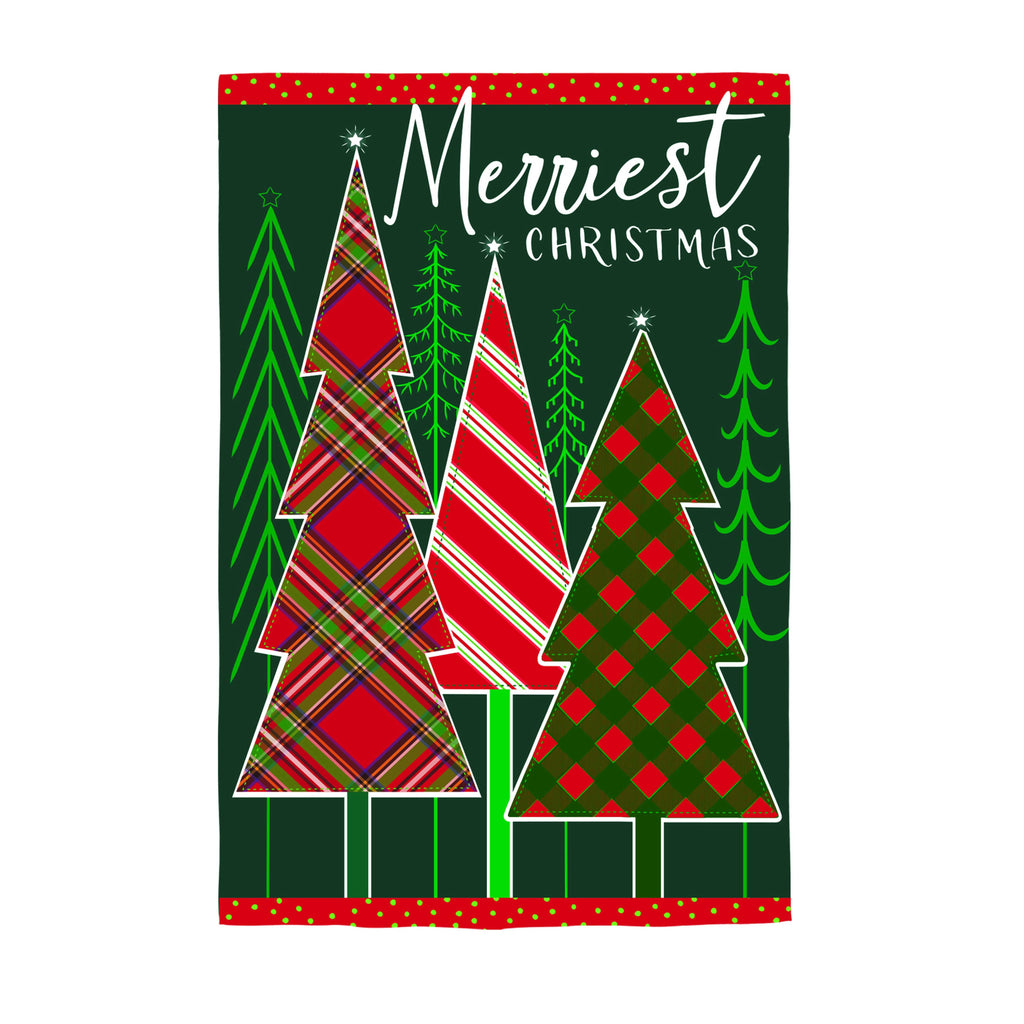 Merriest Christmas Tree Applique Garden Flag