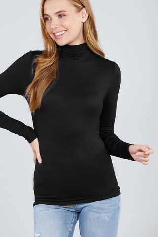 Black Basic Mock Neck Turtleneck Top