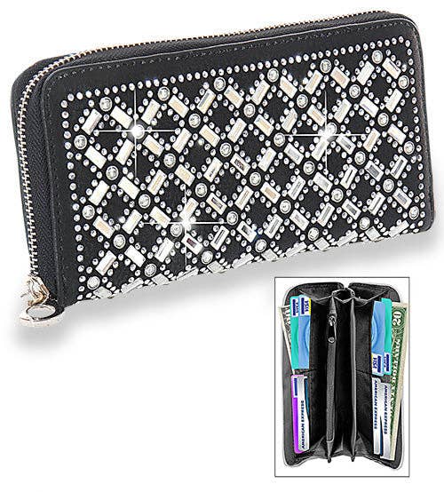 Rhinestone Design Accordion Wallet