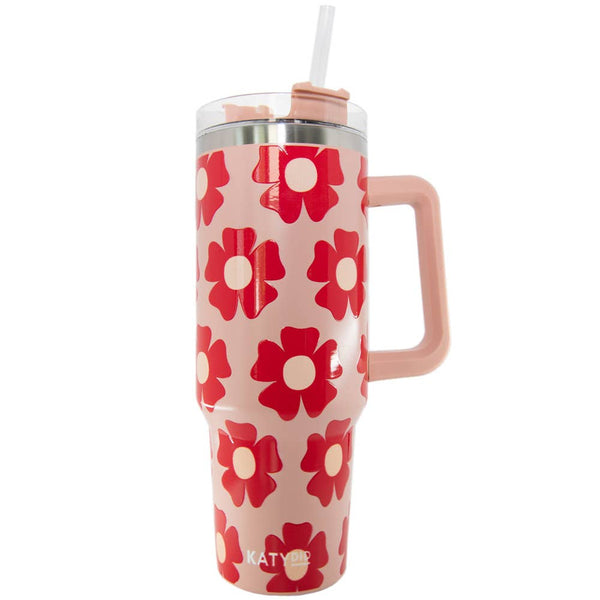 Pink Flower 40 Oz Tumbler Cup