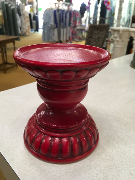 Red ceramic Pillar Candle Holder Pedestal