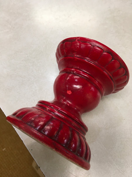 Red ceramic Pillar Candle Holder Pedestal