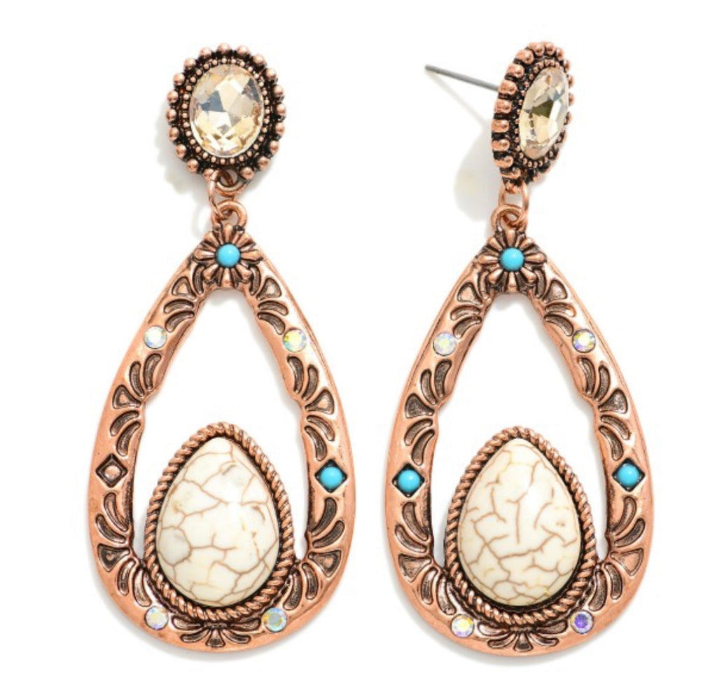 Western Ivory Coppertone Teardrop Earring