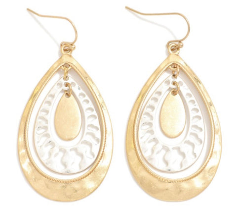 Silver Gold Teardrop Earrings