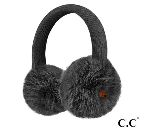 Black fur knit earmuffs