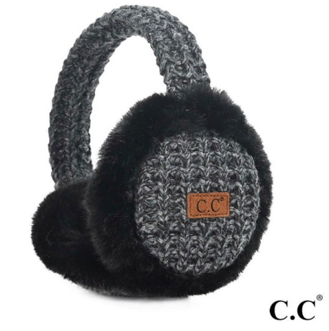 Charcoal heather fur knit earmuffs