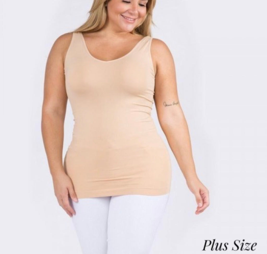 Tan Nude reversible tank top Plus