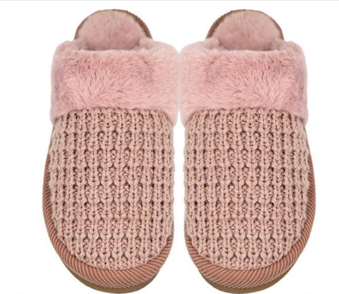 Rose Pink C C Waffle Knit Slippers M/L