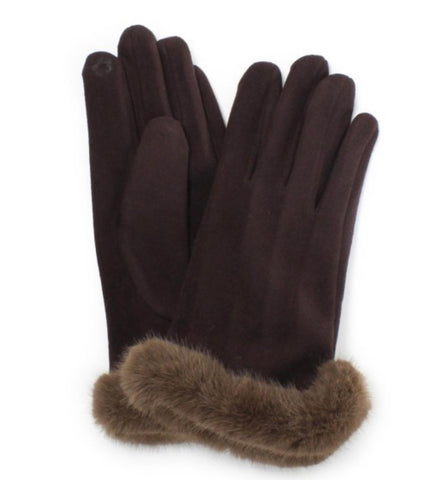 Brown fur gloves