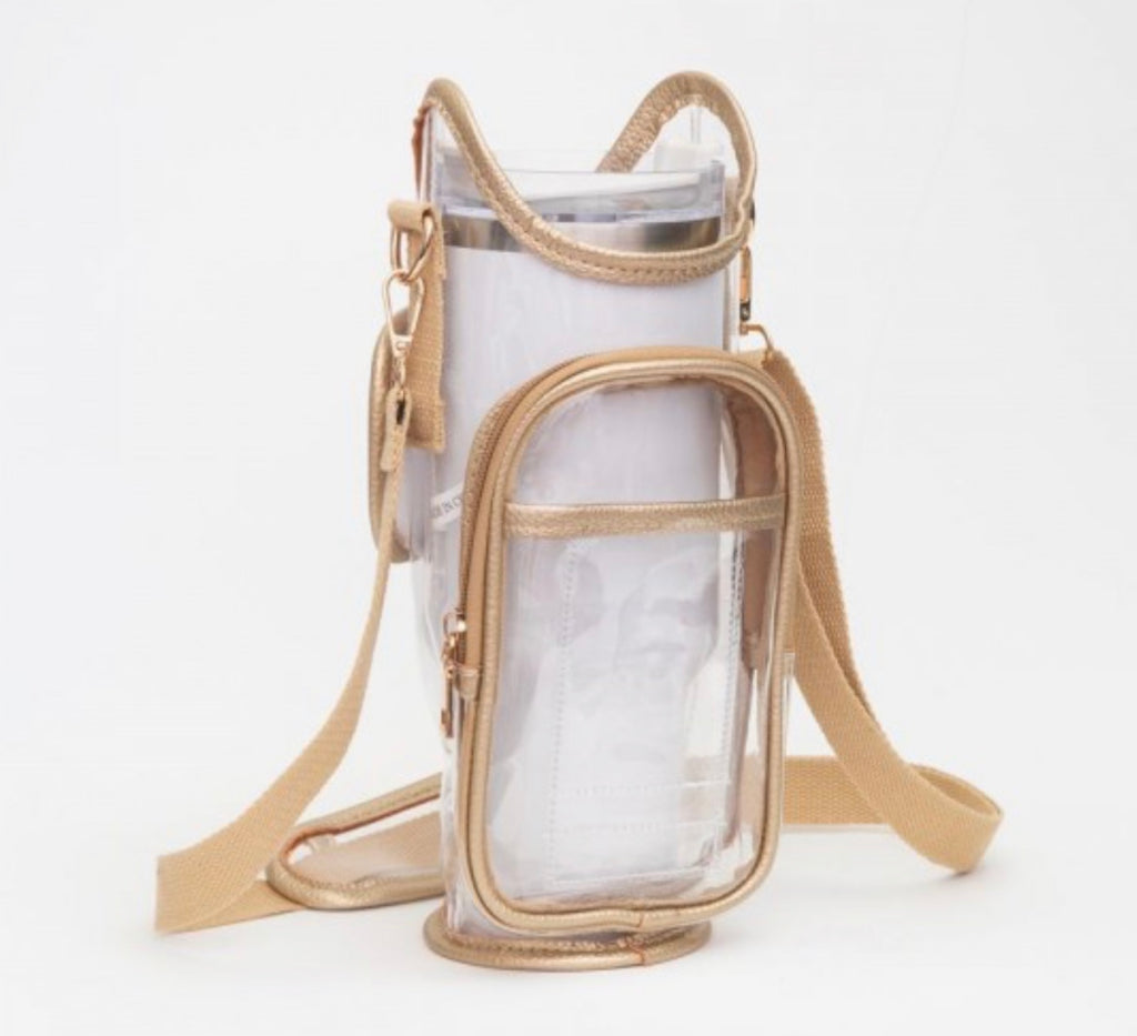 Gold Clear Tumbler Crossbody Bag