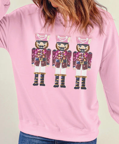 Pink Blue Nutcracker March Sequin Sweatshirt