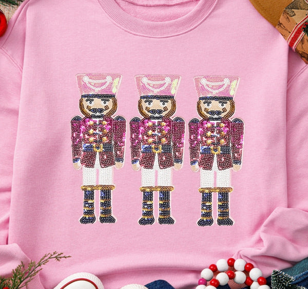 Pink Blue Nutcracker March Sequin Sweatshirt