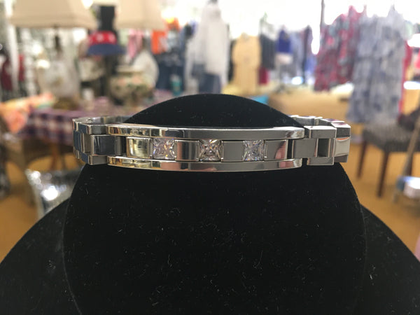 Silver stainless rhinestone bracelet