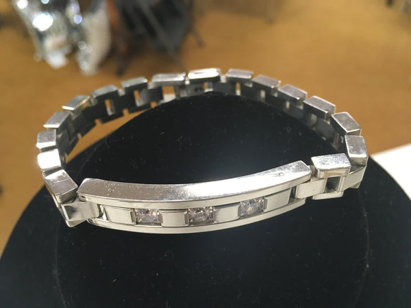 Silver stainless rhinestone bracelet