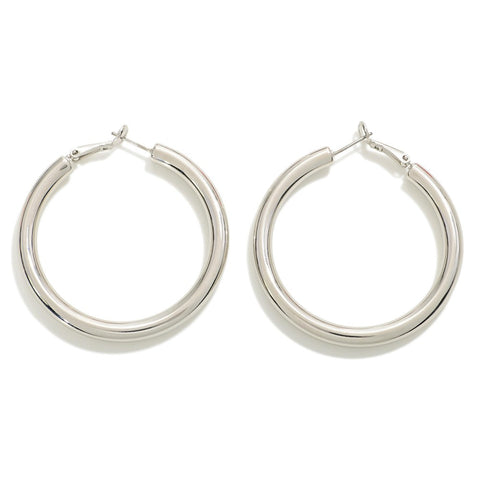 Silver hoop earring