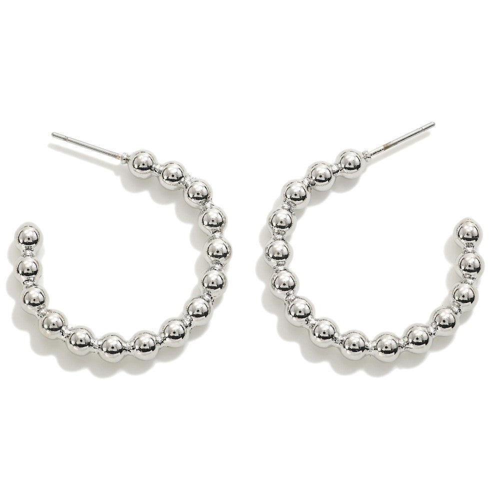 Silver stud bead earring