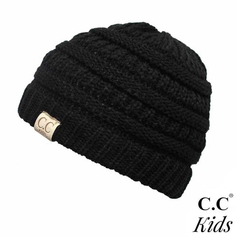 Kids black CC beanie