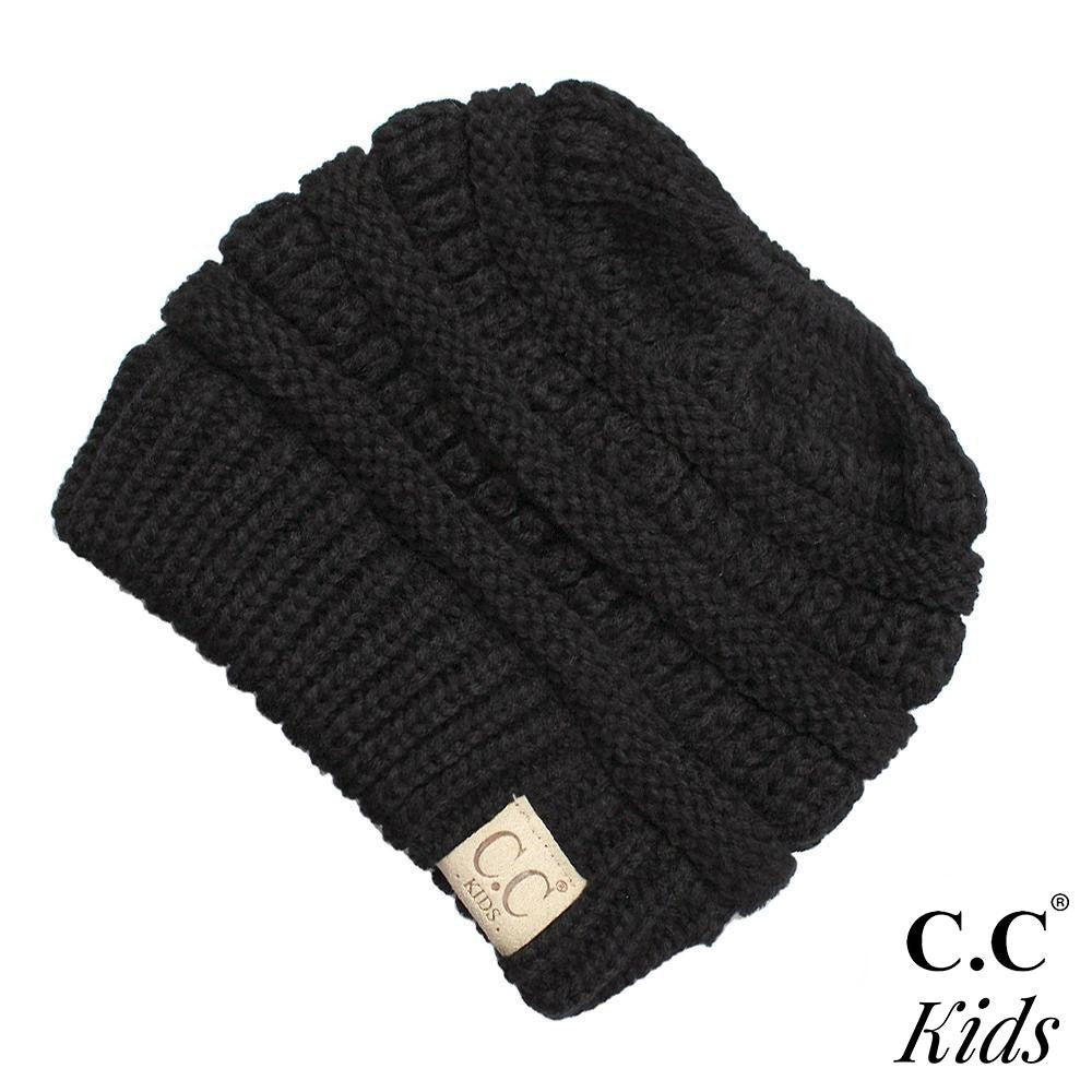 Black Kids CC messy bun beanie