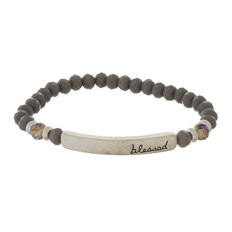 Blessed Gray beaded Bracelet