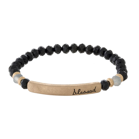 Blessed Black beaded Bracelet