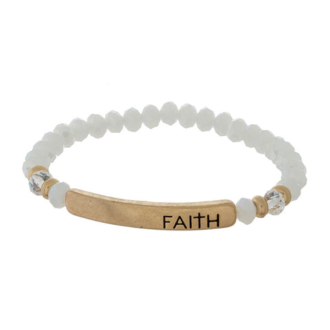 Faith White beaded Bracelet