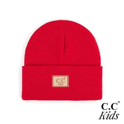 Red kids CC ribbed beanie