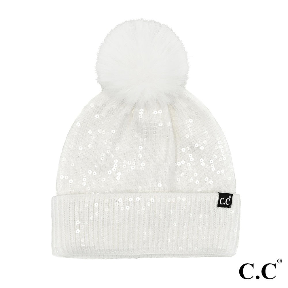 Ivory Sequin CC beanie