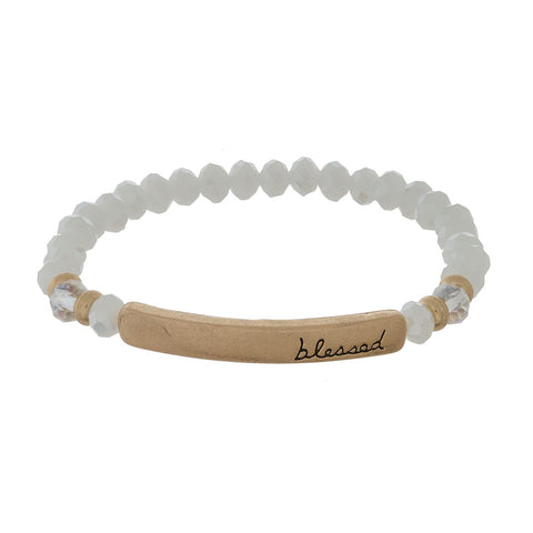 Blessed White beaded Bracelet